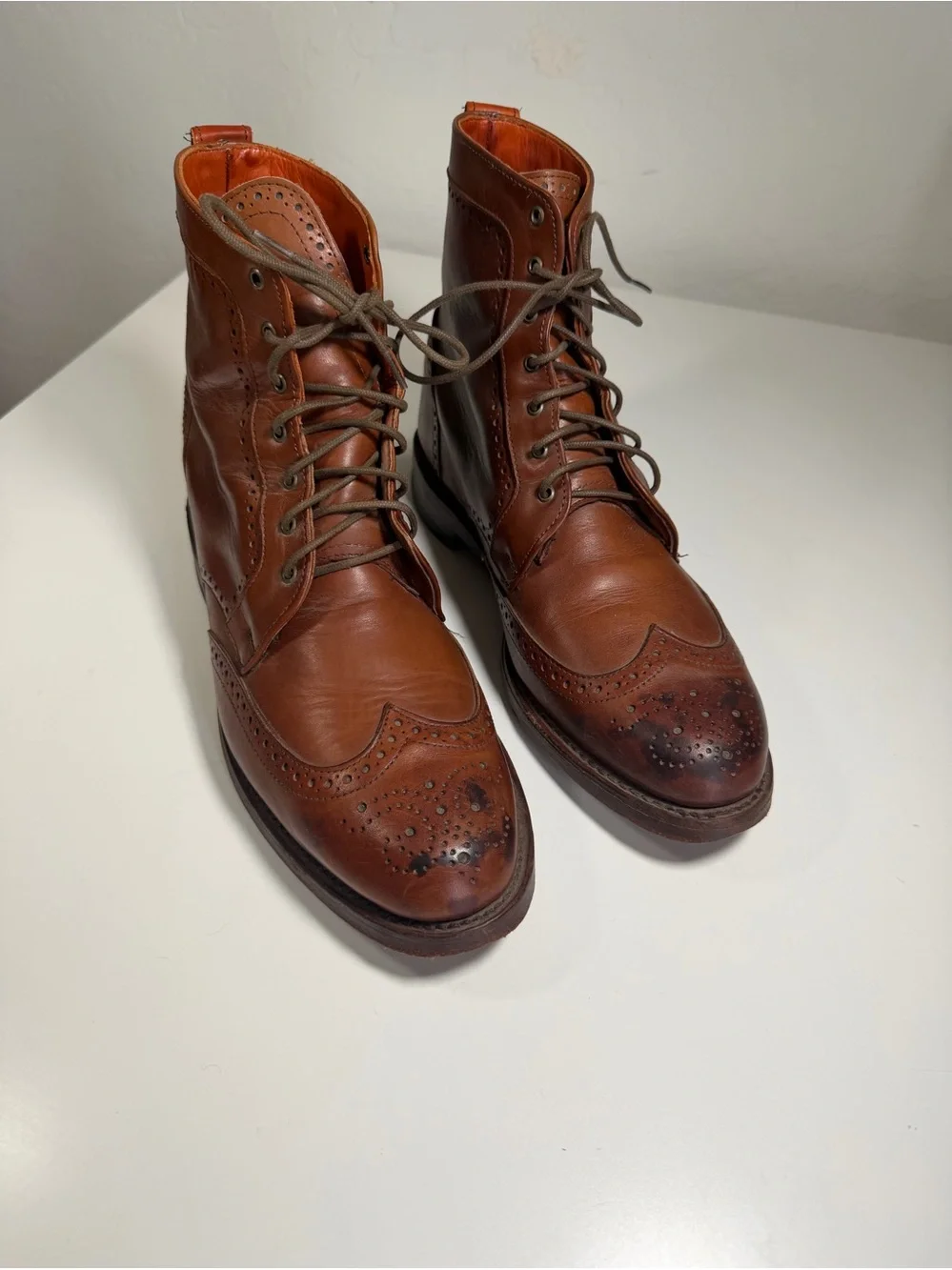 Allen Edmonds Men’s Leather Wingtip Brogue Lace-Up Boots Size 9.5 D